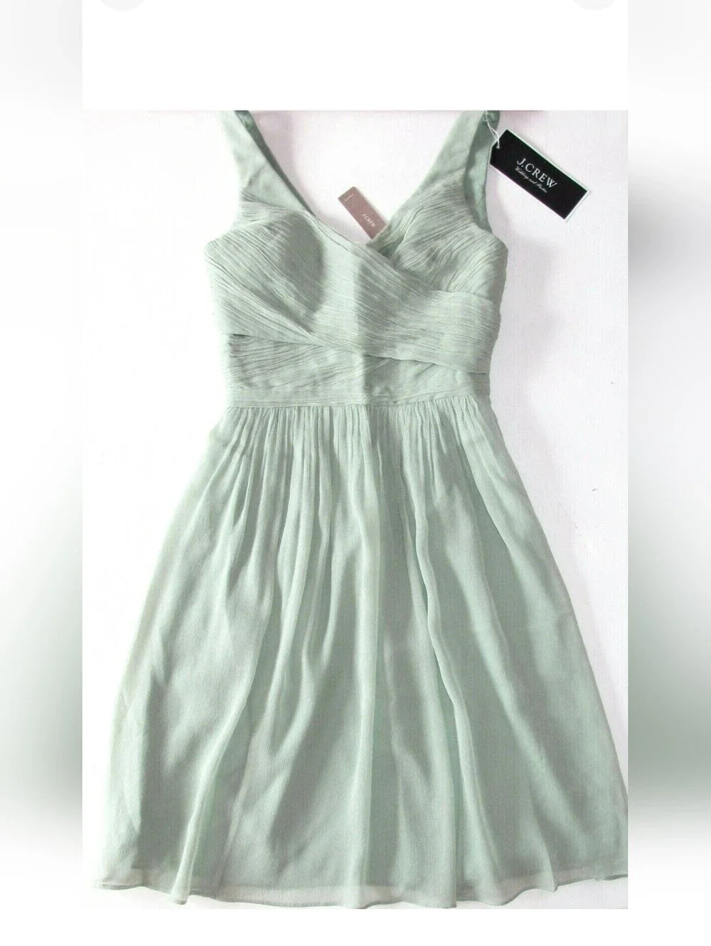J. Crew Sage Green V-Neck Chiffon Midi Dress
